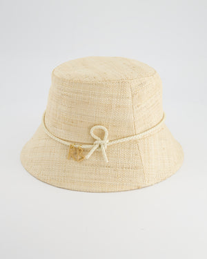 Ruslan Baginskiy Beige Straw Hat with Logo Detail