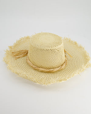 Ruslan Baginskiy Beige Raffia Large Hat with Ear Of Corn Detail