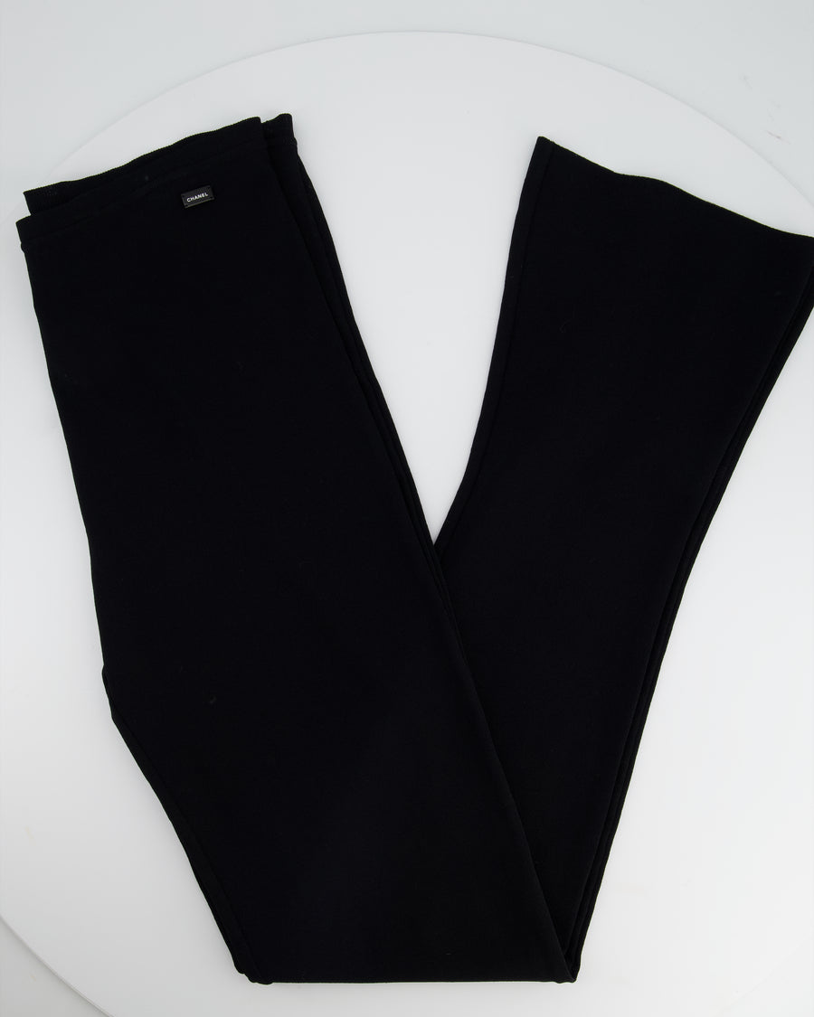 Chanel 03C Black Stretchy  Trousers, Leggings  with Enamel Logo Detail Size FR 40 (UK 12)