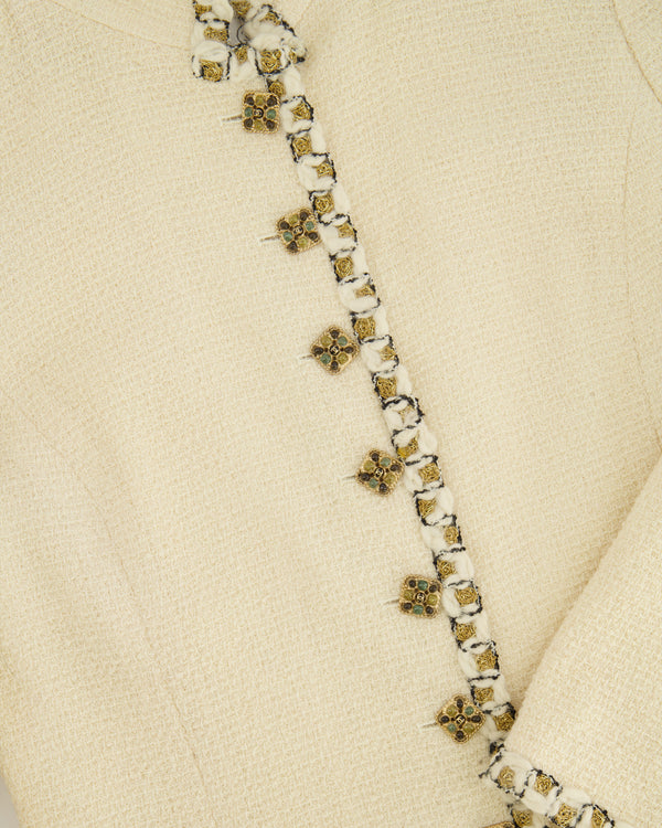 Chanel 11/A Ivory Byzance Jewelled Tweed Jacket FR 38 (UK 10)