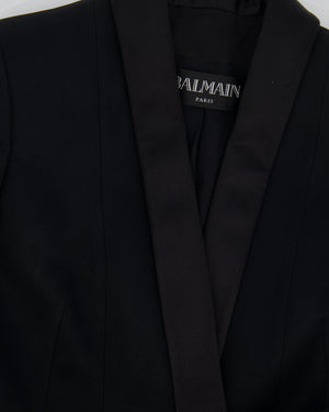 Balmain Black Blazer Jacket with Gold Buttons and Silk Trim Detail Size FR 38 (UK 10)