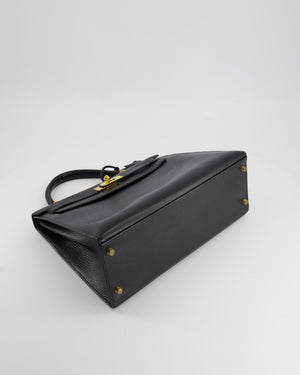 *FIRE PRICE* Hermès Vintage Kelly Mou Sellier 32cm in Black Fjord Leather with Gold Hardware