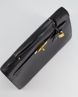 *FIRE PRICE* Hermès Vintage Kelly Mou Sellier 32cm in Black Fjord Leather with Gold Hardware