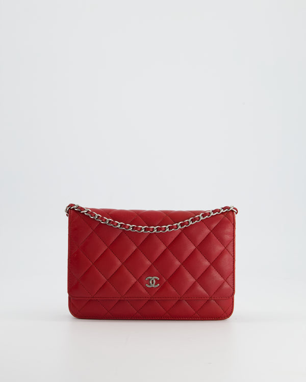 *FIRE PRICE* Chanel Red Wallet on Chain in Lambskin Leather with Silver Hardware