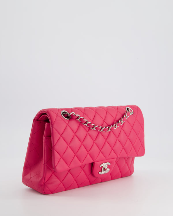 Chanel Hot Barbie Pink Medium Classic Double Flap Bag in Lambskin Leather with  Silver Hardware