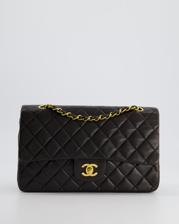 *AMAZING CONDITION* Chanel Vintage Black Medium Classic Double Flap in Lambskin Leather with 24k Gold Hardware