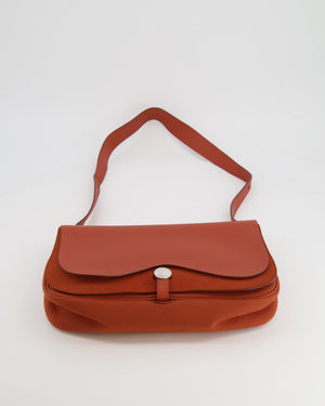Hermes Colorado Shoulder Bag in Terre Battue Clemence Leather and Canvas with Palladium Hardware
