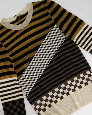Louis Vuitton Black, Gold and Cream Metallic Striped Wool Blend Long Sleeve Jumper Size M (UK 10)