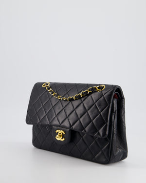Chanel Vintage Black Medium Classic Double Flap in Lambskin Leather with 24k Gold Hardware