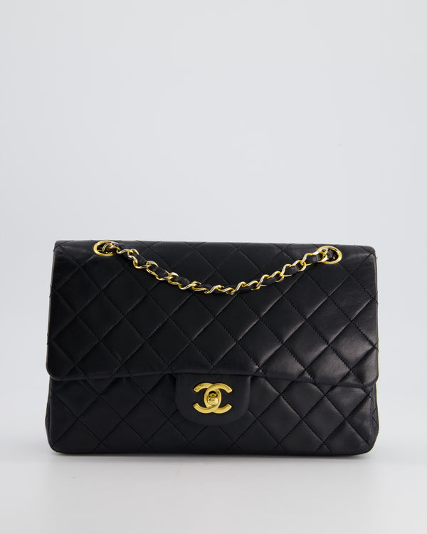Chanel Vintage Black Medium Classic Double Flap in Lambskin Leather with 24k Gold Hardware