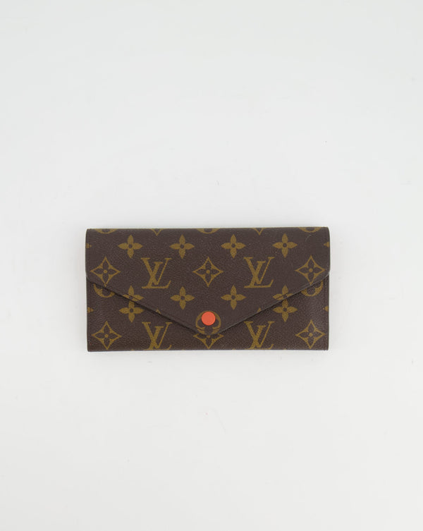 Louis Vuitton Brown Canvas Monogram Sarah Wallet with Orange Details RRP £485
