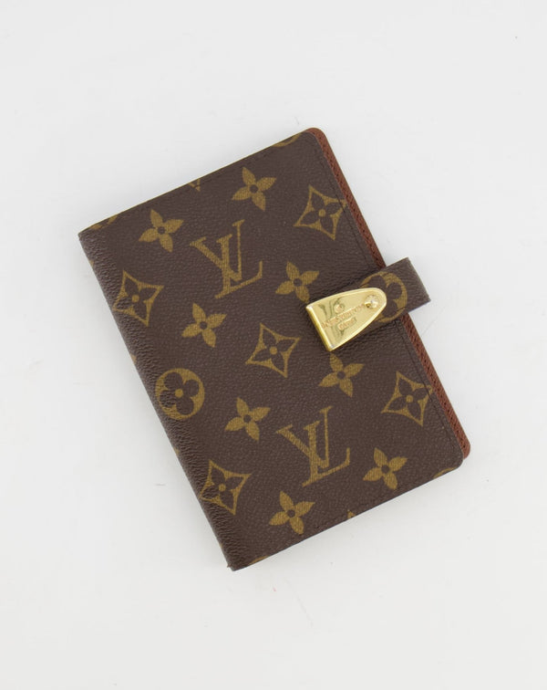 Louis Vuitton Brown Canvas Small Agenda Cover with Gold Hardware