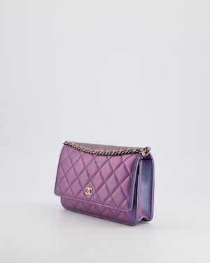 *HOT & RARE* Chanel Iridescent Purple, Blue and Green Wallet on Chain in Caviar Leather with Champagne Gold Hardware