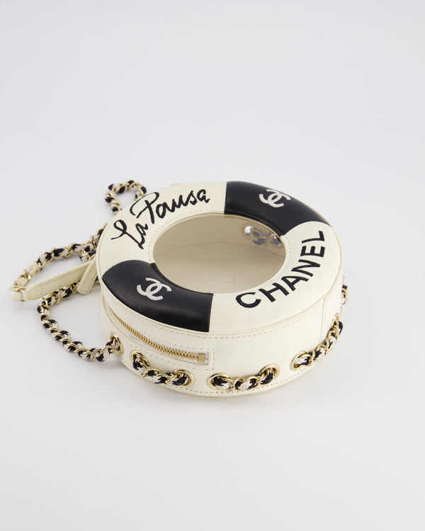 *RARE & FIRE PRICE* Chanel La Pausa Coco Lifesaver Bag in Black and White with Champagne Gold Hardware