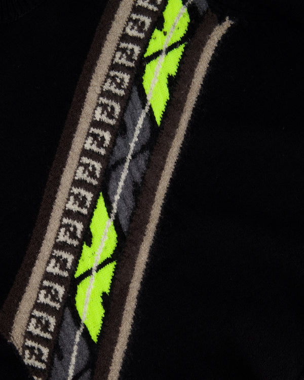 Fendi Black Menswear Diagonal Logo Print Jumper IT 52 (UK XL)