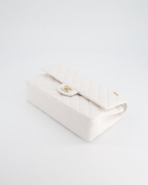 *HOT* Chanel White Medium Classic Double Flap in Caviar Leather with Champagne Gold Hardware RRP £8,530&nbsp;