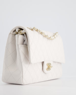 *HOT* Chanel White Medium Classic Double Flap in Caviar Leather with Champagne Gold Hardware RRP £8,530&nbsp;