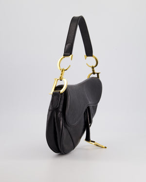 Christian Dior by John Galliano 2000 Black Ostrich Saddle Bag with Gold Hardware