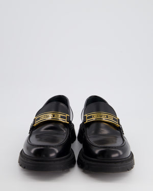 *HOT* Christian Dior Black Loafers with Gold Logo Plaque Detail Size 39