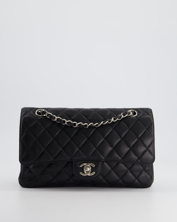 *RARE* Chanel Medium Black Classic Double Flap Bag in Caviar Leather with Silver Hardware