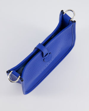 Hermès Mini Evelyne Bag in Bleu Zelligi Clemence Leather with Palladium Hardware