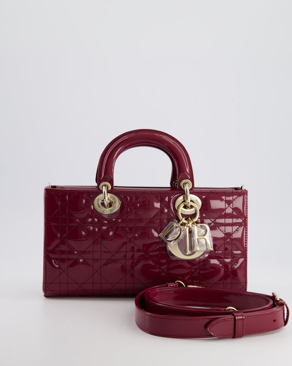 Christian Dior Red Patent Lady D-Joy Bag with Gold Hardware