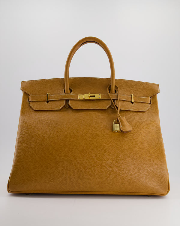 *RARE* Hermès Vintage Birkin 40cm Retourne Bag in Gold Ardennes Leather with Gold Hardware