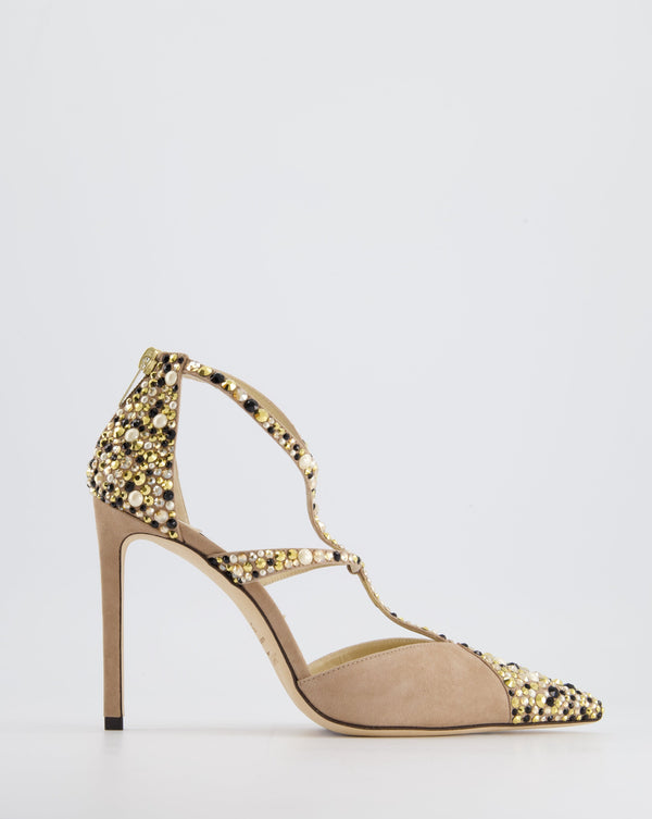 *FIRE PRICE* Jimmy Choo Powder Pink Suede, Pearls and Crystals Saoni Pointed Toe Heels Size EU 39 RRP £1,170