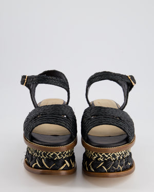 *FIRE PRICE* Gabriela Hearst Black and Cream Michael Braided Raffia Sandals Size EU 38.5 RRP £1,120