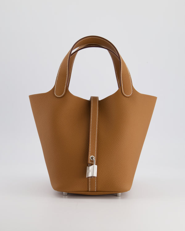 *RARE LEATHER* Hermès Picotin 18cm Bag in Gold Taurillon Maurice Leather and Palladium Hardware