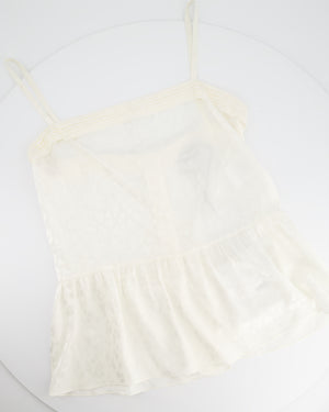 Chanel 23AK White Silk Sleeveless Shirt with CC Logo and Leopard Prints Detail FR 36 (UK 8) RRP £2450