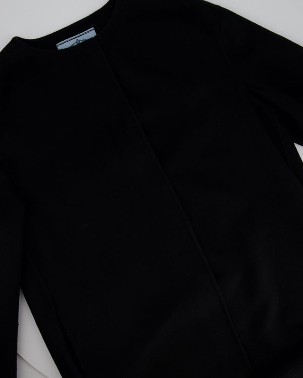 Prada Black Round Neck Long Sleeve Coat IT 42 (UK 10)