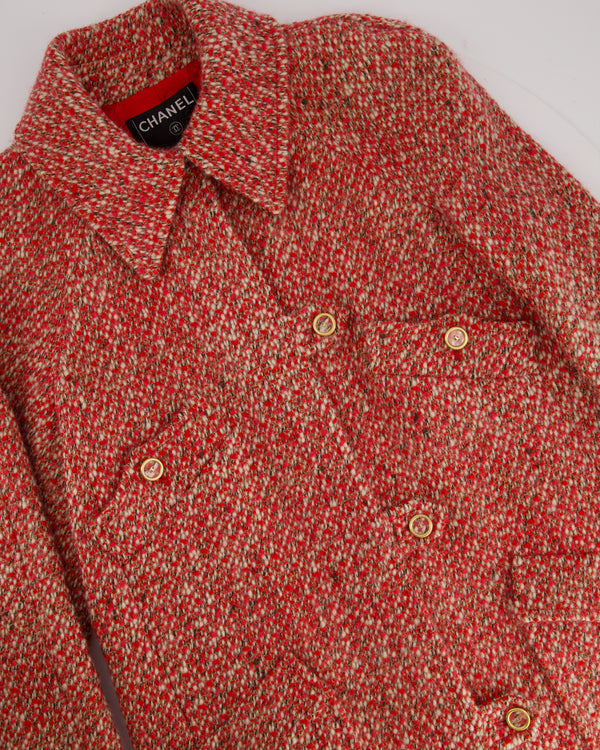 Chanel 01/A Pink Tweed Button Down Coat FR 40 (UK 12)