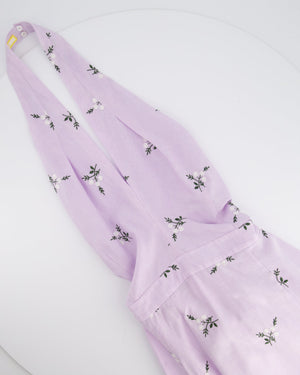 Erdem Purple Floral Maxi Dress with Back Tie and Pocket Detail FR 40 (UK 12)