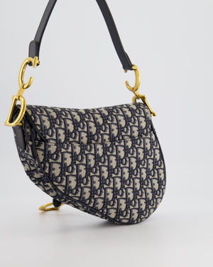 Christian Dior Blue Dior Oblique Jacquard Saddle Bag with Gold Hardware RRP £3,450