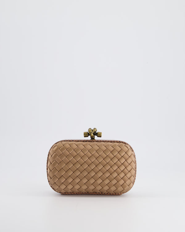 *FIRE PRICE* Bottega Veneta Bronze Mini Knot Clutch Bag with Python Detail