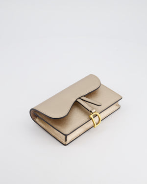 Christian Dior Saddle Metallic Gold Belt Wallet in Calfskin Leather with Gold Hardware