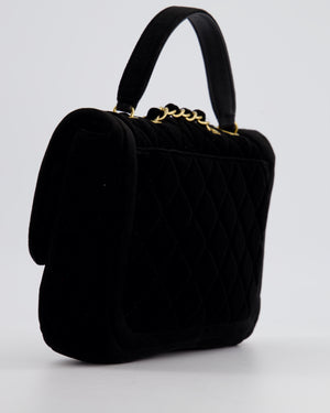 Chanel Black Velvet Curved Flap Bag with Antique Gold Hardware RRP £3,620