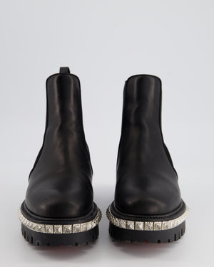 *FIRE PRICE* Christian Louboutin Black Leather Ankle Boots with Silver Studs Detail Size EU 37.5