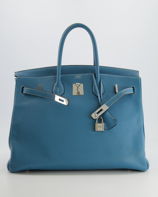Hermès Birkin 35cm Retourne Bag in Bleu Jean Togo Leather with Palladium Hardware