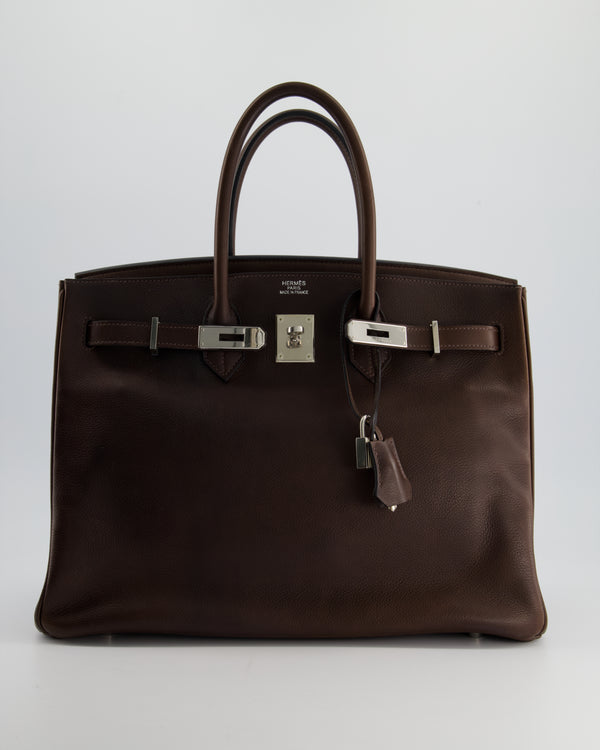 Hermès Birkin 35cm Bag in Chocolate Novillo Leather with Palladium Hardware