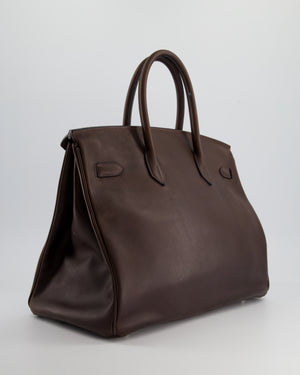 Hermès Birkin 35cm Bag in Chocolate Novillo Leather with Palladium Hardware