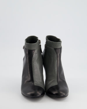 Chanel Black, Grey Leather Heel Ankle Boots with CC Logo Size EU 35.5