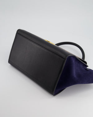 Celine Black, Navy, Brown Python Trapeze Bag with Gold Hardware