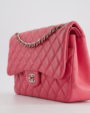 *FIRE PRICE* Chanel Pink Jumbo Classic Double Flap Bag in Lambskin Leather with Silver Hardware RRP £9,240
