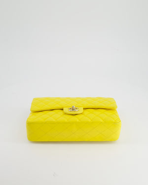 Chanel Canary Yellow Medium Classic Double Flap Bag in Lambskin Leather with Gold Hardware