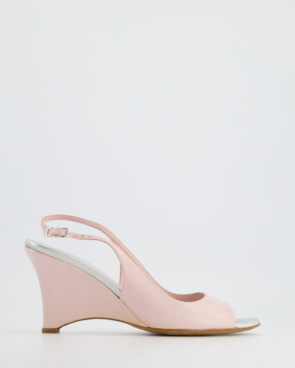 Chanel Pink Open-Tie Sling Back with CC Stitched Logo Size EU 40