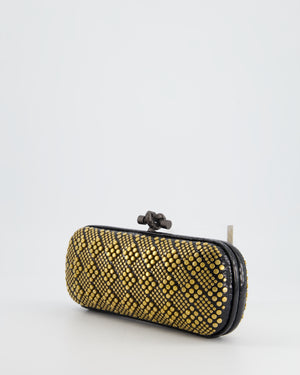 Bottega Veneta Black Python Knot Clutch Bag with Gold Studs Detail