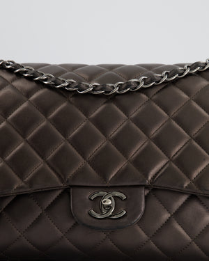 Chanel Bronze Metallic Classic Maxi Bag with Single Flap and Silver Hardware