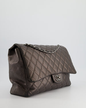 Chanel Bronze Metallic Classic Maxi Bag with Single Flap and Silver Hardware